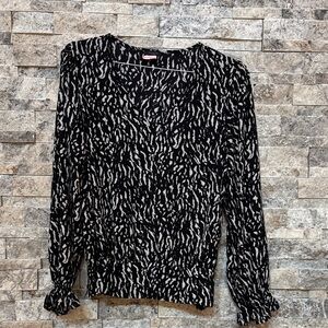 Ann Taylor Zebra Print Blouse in Black and White